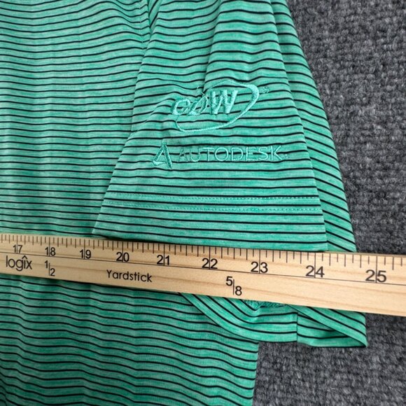 Footjoy FJ Golf Polo Shirt Mens Striped Short Sleeve Green Blue Large Adult - Picture 6 of 11